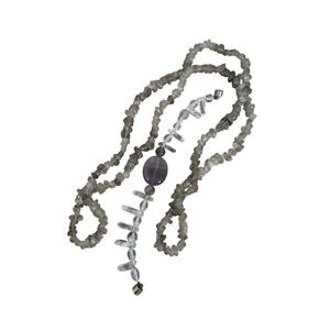 Purple‎ and Clear Fluorite Quartz Jewelry Set Boho Crystal Beads OS